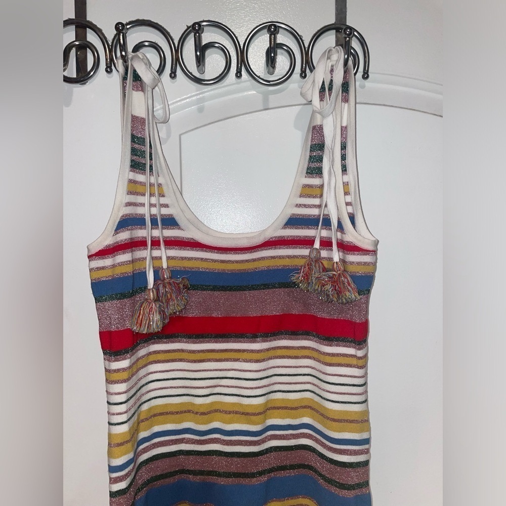 VERONICA BEARD Dulce Striped Knit Dress with Tassels Sz Large✨ - Picture 13 of 16